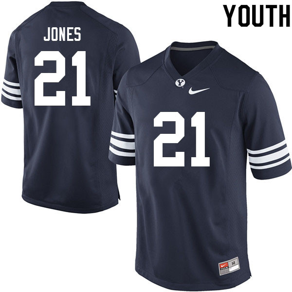 Youth #21 Dean Jones BYU Cougars College Football Jerseys Sale-Navy